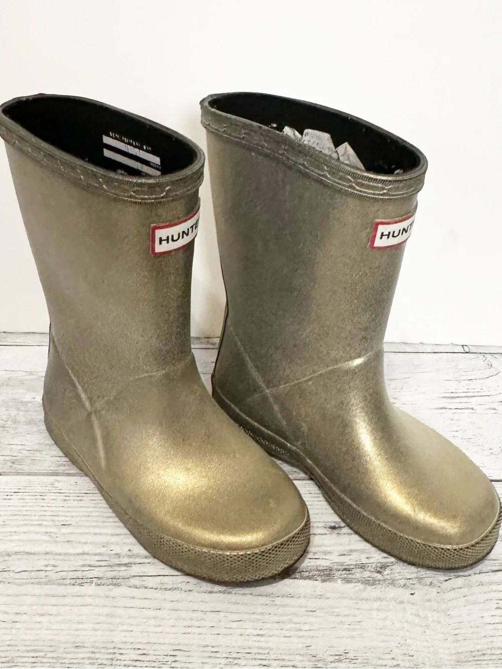 Hunter Kids Metallic  Gold Rain Boots
